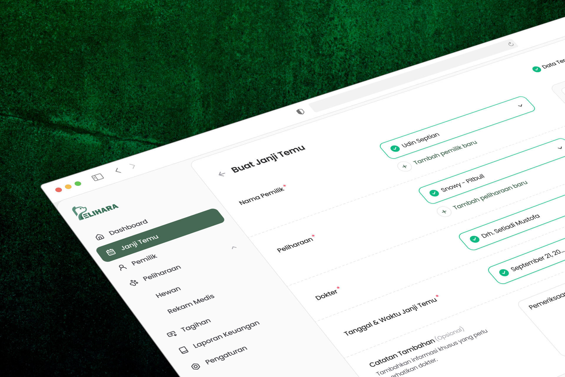 Pelihara (Vet Management System) dashboard figma ui ux vet vet management system webapp website