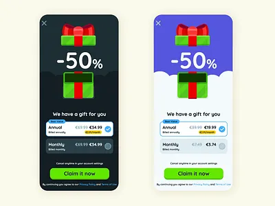 Christmas Special Offer Paywall animation app christmas design gift holidays illustration offer paywall special offer ui ux