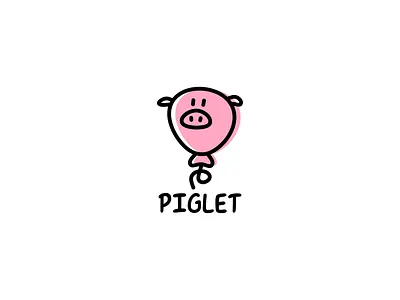 Piglet Logo balloon branding design flat graphic design logo minimal pig vector