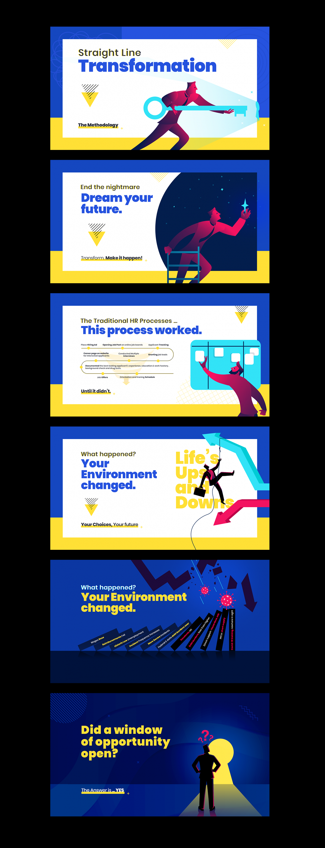 A few presentation slides that speak more through visuals branding graphic design ui