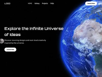 Cosmic Design Experience: Futuristic Landing Page 3d animation figma framer graphic design motion graphics ui web design