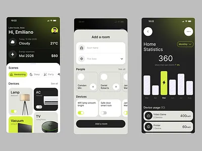 Home Control App UI Design ai app design designer home control iot saas ui ux web website