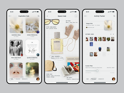 Creative Sketchbook Mobile App artist clean community creative flow creative mobile app creative space elegant visual concept home screen instagram feeds intelligent assistant interface ios mobile application mobile ui modern app ui social network mobile app ui ux visual references