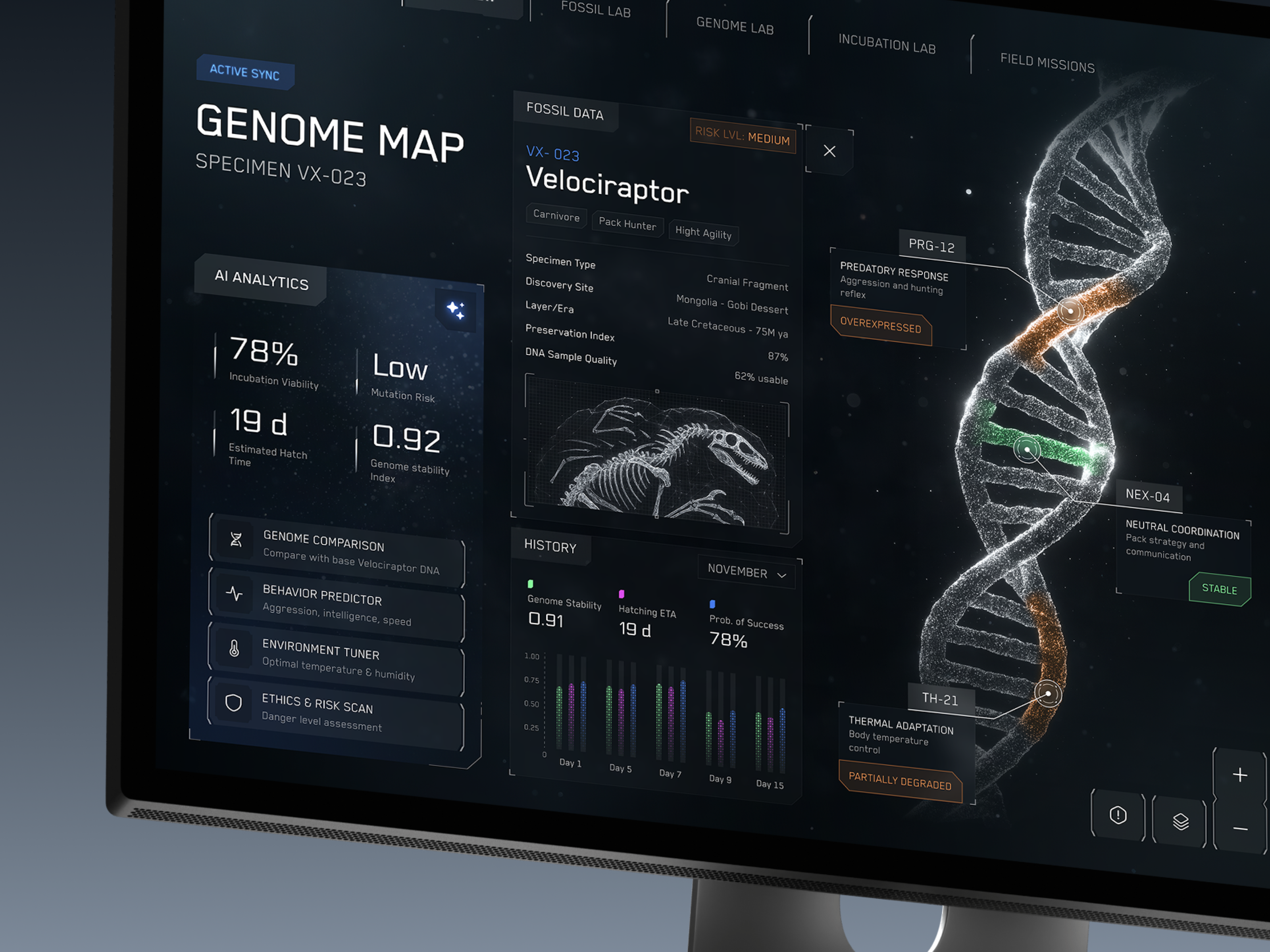 CretaX - Biotech Genomics Dashboard UI ai ai analytics aidesign app artificial intelligence dashboard designconcept drone dronedesign inspiration missionc control panel dashboard product design rescue ops scifidesign tablet technology thermal scan uiux