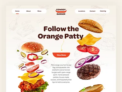 Cowboyburger Restaurant web design animation animation on scroll burger web design burger website restaurant web design ui design web design website