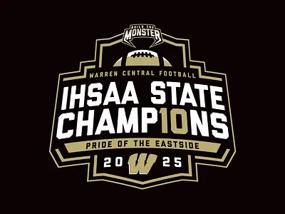 High School - State Champions Logo black black and gold championship logo football gold high school logo design