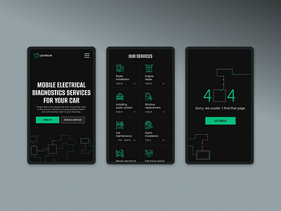 CAR SERVICES MOBILE APP 404 page android app apple branding car services design figma logo main page mobile mobile app product product design services site ui ui design uiux web design