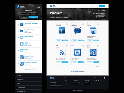 PRODUCTS PAGE FOR JIRA ai android app apps confluence design figma jira logo mobile product product design site ui ui design uiux web web design website