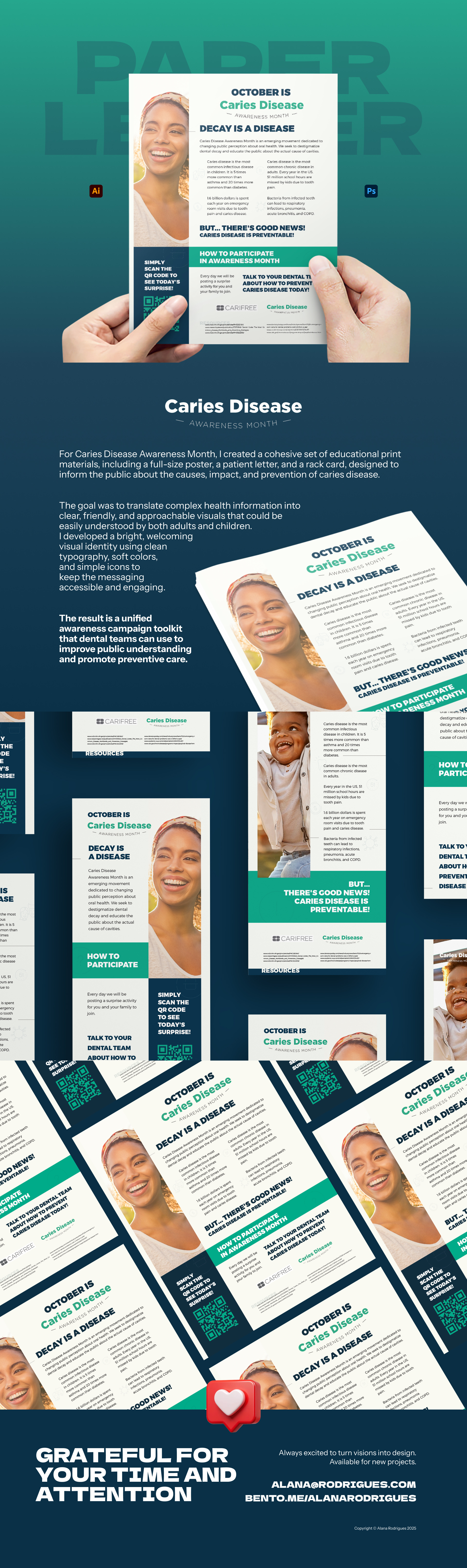 Caries Disease Awareness Month Flyer Paper Letter Design branding clean concept dental flat flyer design graphic design illustration paper letter visual identity