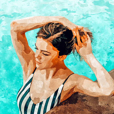 Simulacrum | Modern Bohemian Woman Swim | Summer Swimming Pool holiday