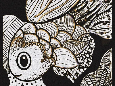 Golden Glitter Goldfish Line Art animal art branding design glitter goldfish graphic design illustration ipad ipadart line lineart logo photoshop procreate tarotcard tutorial typography