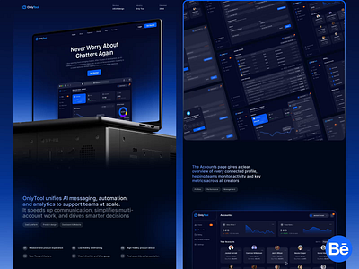 OnlyTool - AI-Driven Platform ai analytics charts dark dashboard management platform design tools web design workflow
