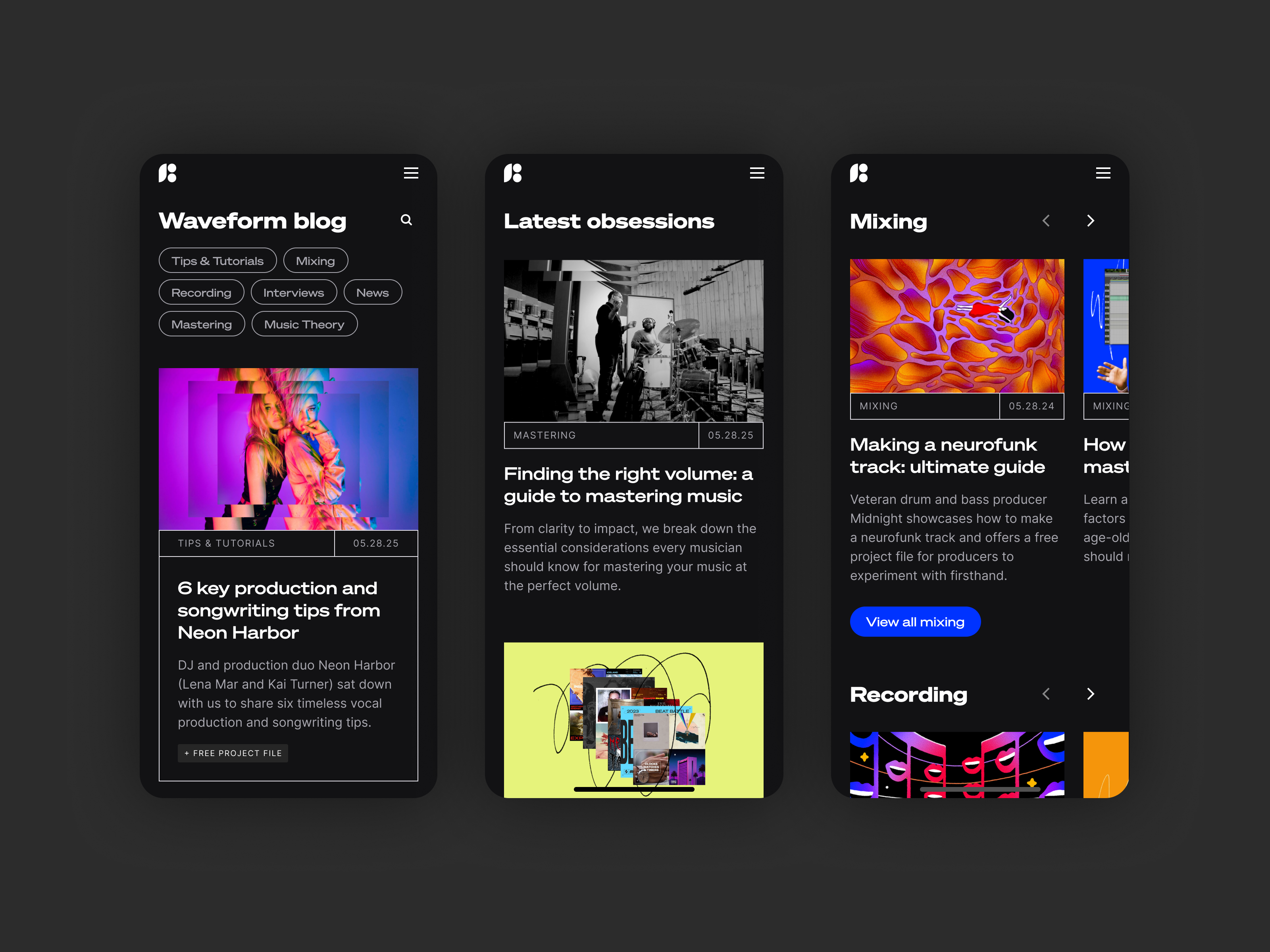 Music industry – Mobile blog design ui ux