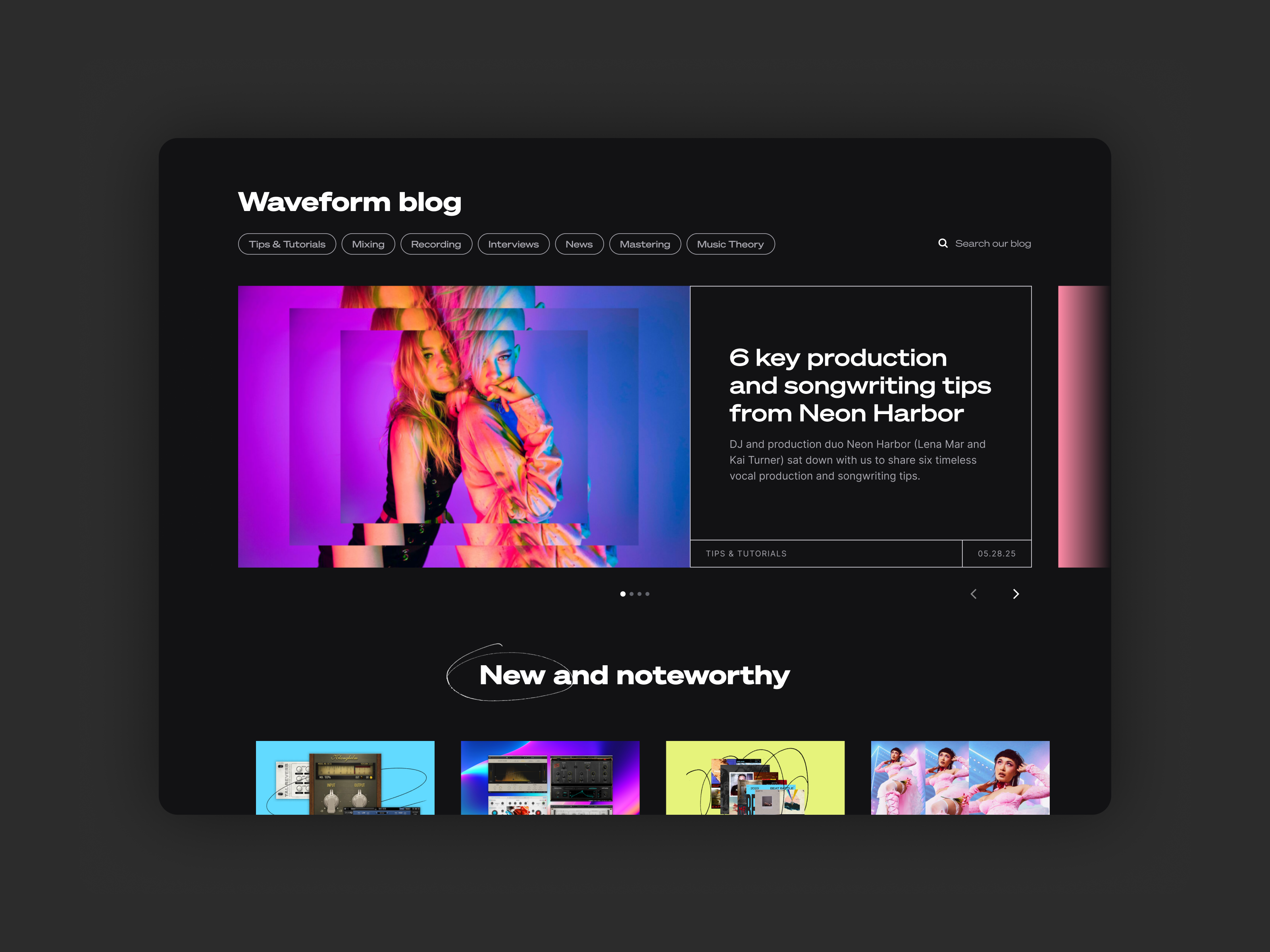 Music industry — Blog design ui ux