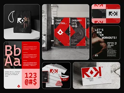 ROK Fitness Studio - Brand Identity bold brand brand designer brand identity branding design graphic design gym logo logo design poster design strategist vector visual identity