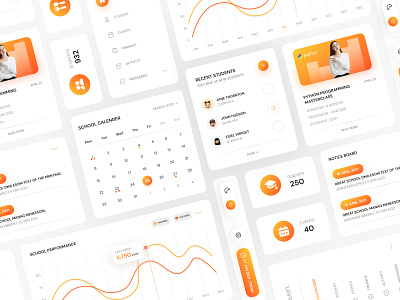 School Management Dashboard Components component dashboard design graphic design illustration typography ui
