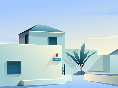 Space architecture art blue cloud design digital art digital illustration draw flower bed green house illustration illustration art nature painting sky tree vector vector illustration yellow