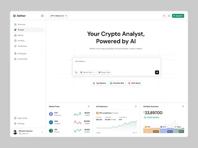 Aether - Crypto AI Platform ai ai design animation business clean crypto crypto ai platform crypto platform dashboard design graphic design investment motion graphics technology ui uidesign uiux ux uxdesign website
