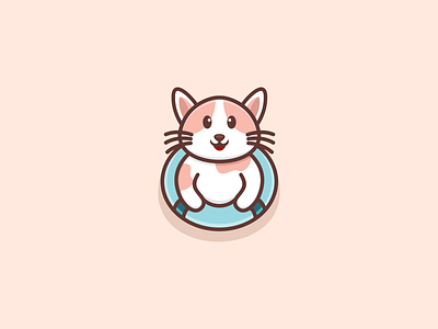 Cute Swimming Cat Logo animal app branding cat cute design graphic design illustration logo swimming typography ui ux vector