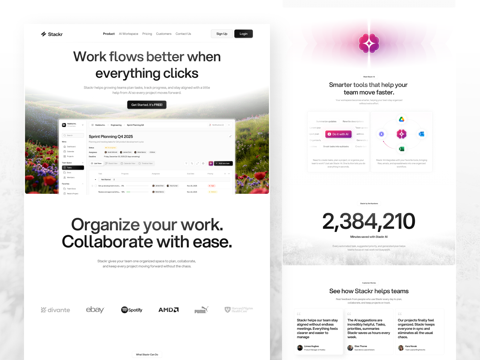 Example of Stackr - Task Management Landing Page
