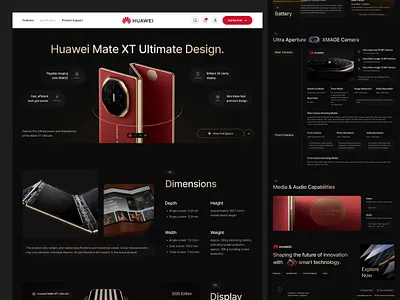 Huawei Mate XT — Ultimate Foldable Experience landing page landing page design premium design product product website smartphone smartphone website tech tech website ui ui design uiux uiux design web web design website website design