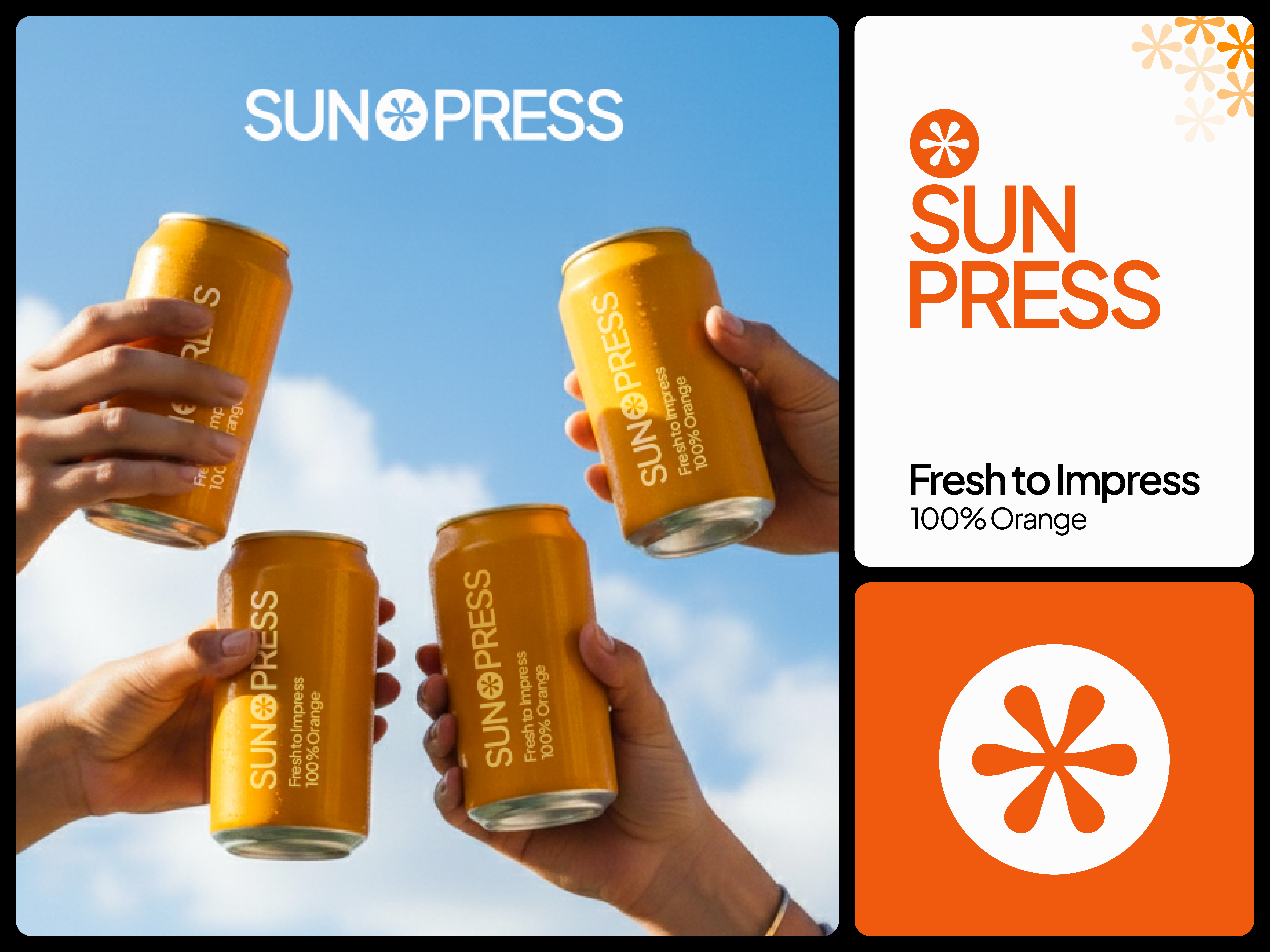 SUNPRESS | Orange Juice 3d animation branding graphic design logo motion graphics ui