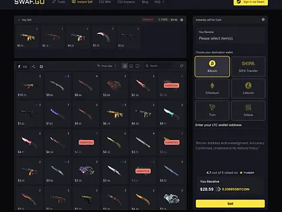 CS:GO Skin Sell page UI Design casino casino deshboard casino marketplace page casino web design casino website cs:go skin cs:go skin sell page cs:go skin sell page ui design csgo csgo gaming csgo marketplace csgo trading page deshboard skin sell page skin trading web design