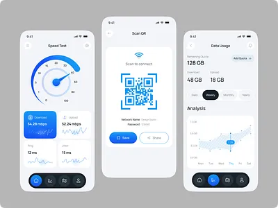 Modern UI for Smarter Network Management app concept app design clean ui dashboard interaction design interface internet minimal design mobile app mobile ui modern ui network app network monitor product design speed test tech app ui design ui ux ux design wifiapp