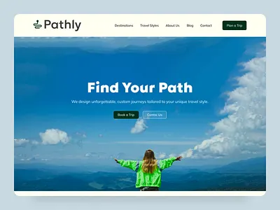Pathly — Travel Agency Landing Page UI Design 2025 blinto llc figmadesign landingpage modernwebsite travelagency travelagencywebsite travellandingpage travelui uidesign uxdesign webdesign