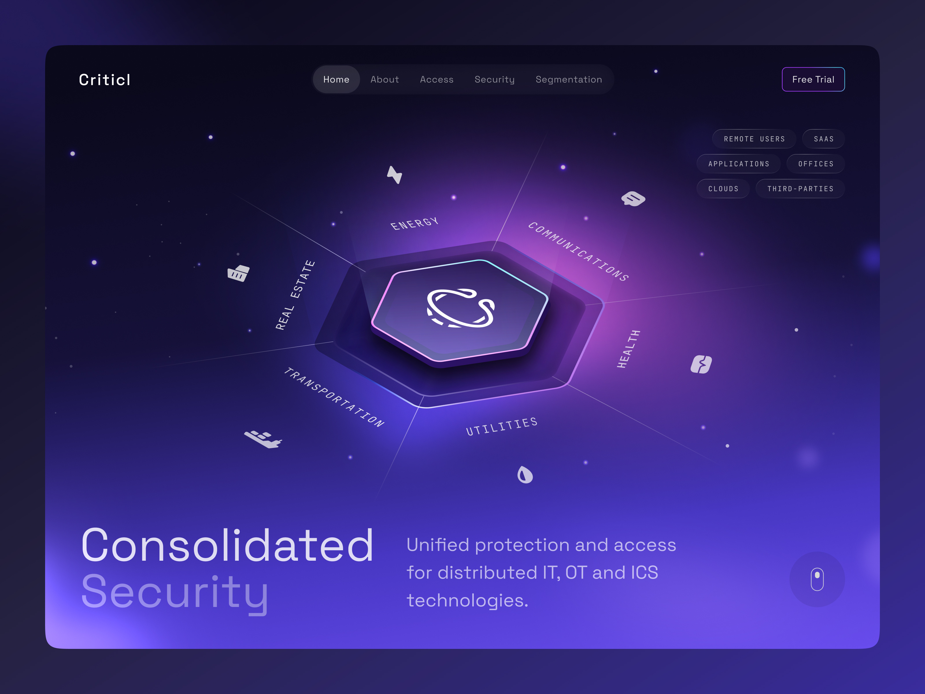 Example of Cyber Security Website Hero Section Experiment