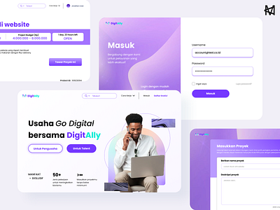 Digitally - Empower Indonesia's Employment Growth Website branding design digital employment freelance gradient illustration purple trend ui ux website