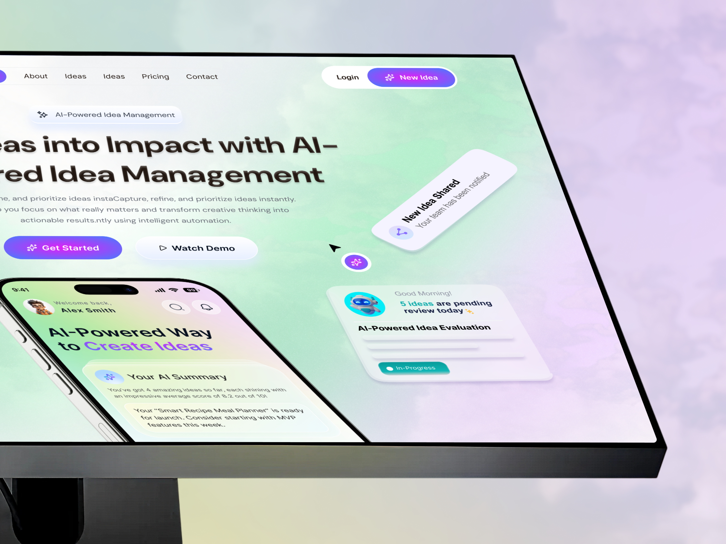 AI App Lanidng Page ai ai app lanidng page ai idea management ai landing page ai tool ui ai website ai website design analytics app landing page hero landing page mobile app modern saas design saas saas landing page service software website design startup web application web design