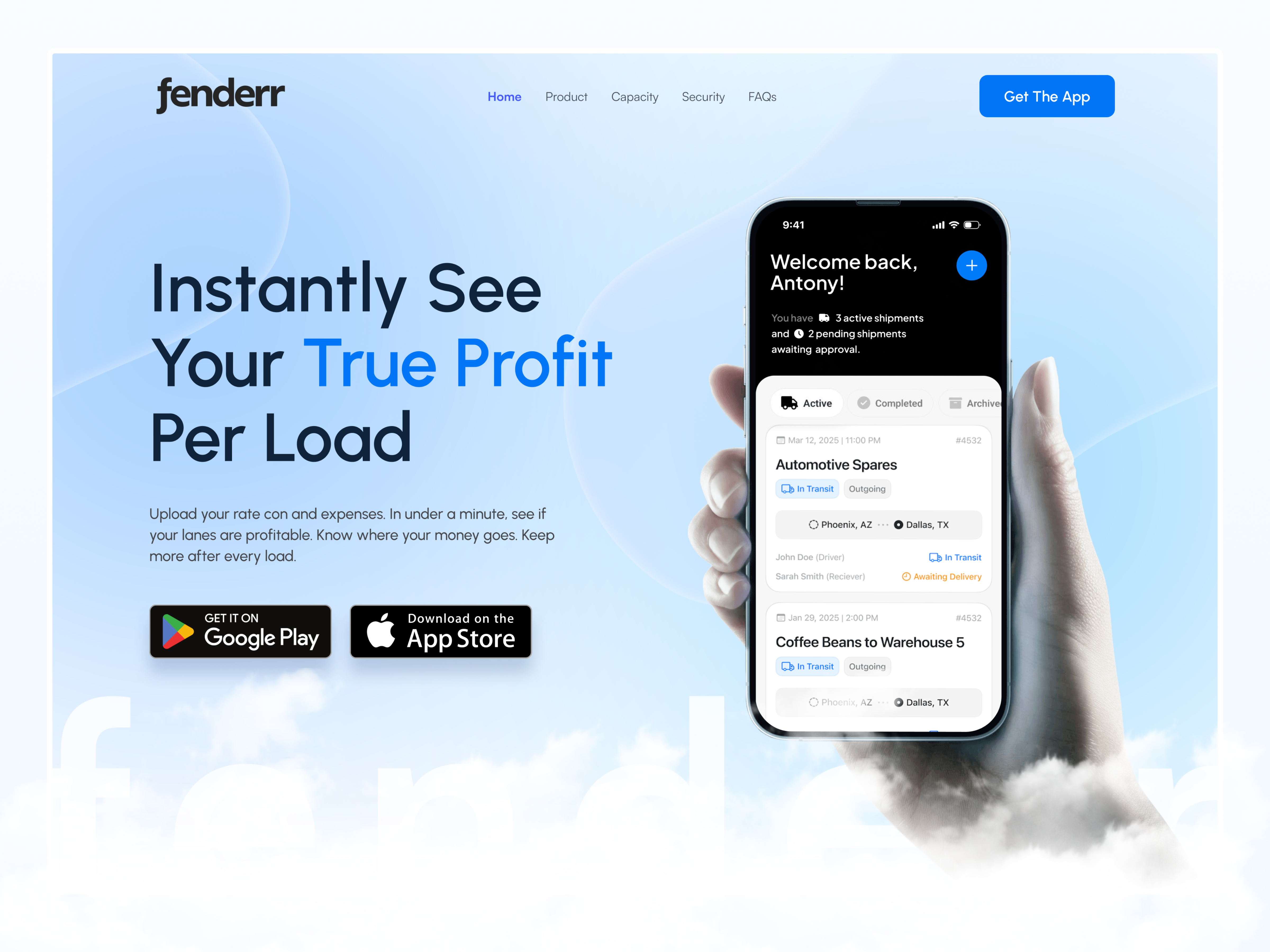 Modern SaaS Landing Page for Logistics App b2b creativedesign deliveryappui logistics logistics app logistics landing page logistics ui logisticsapp saas saasdesign shipmenttracking shippingapp transporttech uidesign webdesign