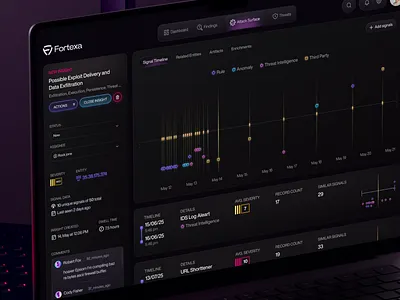 Threat Intelligence Dashboard UI for Cybersecurity Platforms attack surface monitoring cyber defense cybersecurity dark ui dashboard design data visualization enterprise ui infosec modern web app product design saas platform security operations tech ui threat intelligence uiux