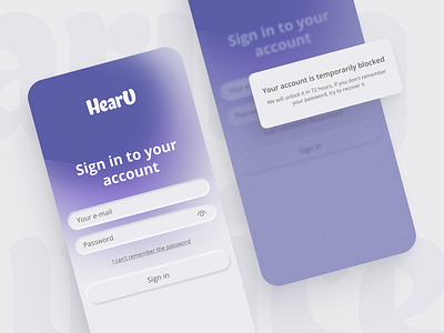 Login Page in the Mobile Application app app design application concept design figma ios login mobile mobile ui neumorphism purple sign in ui ui design uiux ux design ux designer very peri