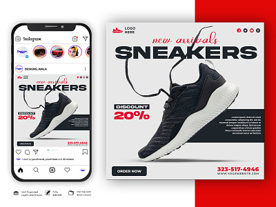 Shoes Social Media Post Template product poster