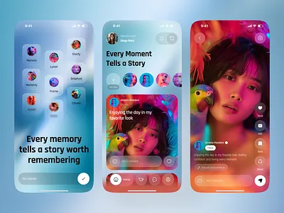 AI Enhanced Visual Story Creator App Design ai app ai design ai powered app design app development creative app memory app mobile app mobile app design mobile concept mobile ui photo app product design social app story creator ui design ux design visual story