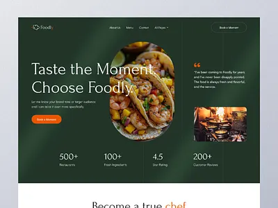 Foodly-Food Website branding food app food delivery app food delivery web food website landing page design minimal web design restaruant table booking website restaurant restaurant landing page restaurant website ui ui design uiux design website website design