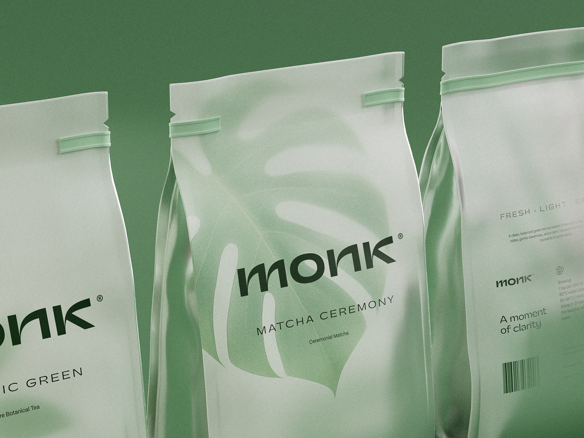 monk® Logo design & Packaging design branding food logo design matcha pack package packaging design product branding product design tea