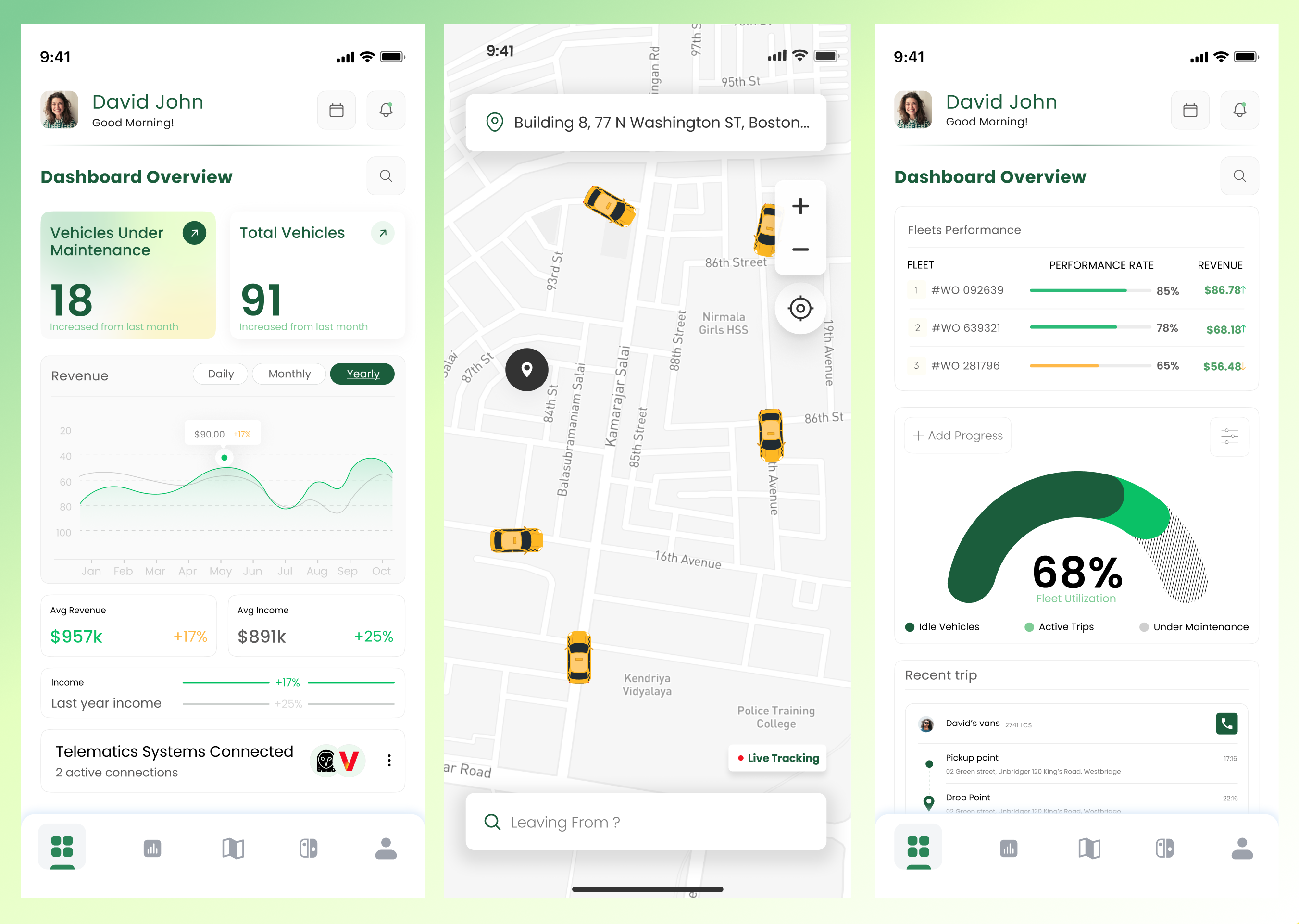 Real-Time Vehicle Tracking App Design analytics dashboard daily inspiration data visualization fintech ui fleet management gradient ui map minimal ui mobile app product design saas dashboard tracking ui ui exploration user experience vehicle tracking