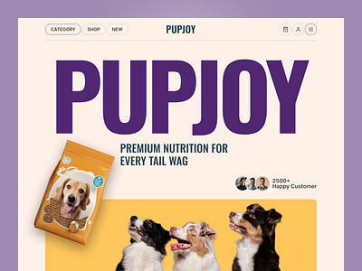 Premium Dog Food Landing Page UI/UX Design - Pet Care Website dog food petcare petfood petfood website petlovers petwebsite playful design