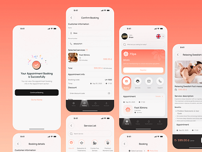 Modern Spa & Wellness Booking Mobile App app app design booking app fspa ios app massage app mobile mobile app service booking spa spa app uiux user experience wellness app