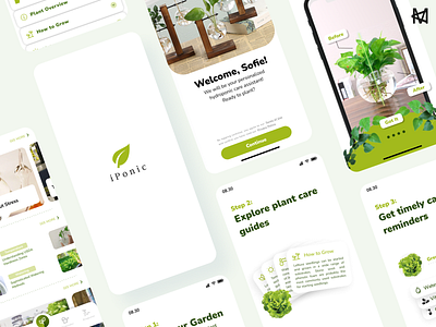 iPonic - Hydroponic Monitoring App branding design digital green grow hydroponic management monitoring plant planting ui ux