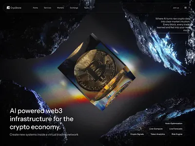 Web3 Crypto Landing Page | DeFi Simulation with Futuristic UI 3d 3d animation ai agents bitcoin credit card crypto e commerce finance fintech glass hero hero section homepage landing page money realism web3 webdesign website website hero