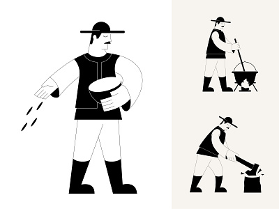 Tarani Romani alex alex seciu branding exprimart illustration logo logo design logo designer man illustration moustache peasant logo romanian peasants wood chopping