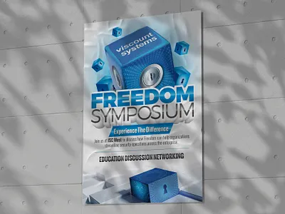 Freedom Symposium Poster advertisement blue clean creative design discussion event flyer graphic design leaflet minimal modern poster print professional speacker talk talkshow