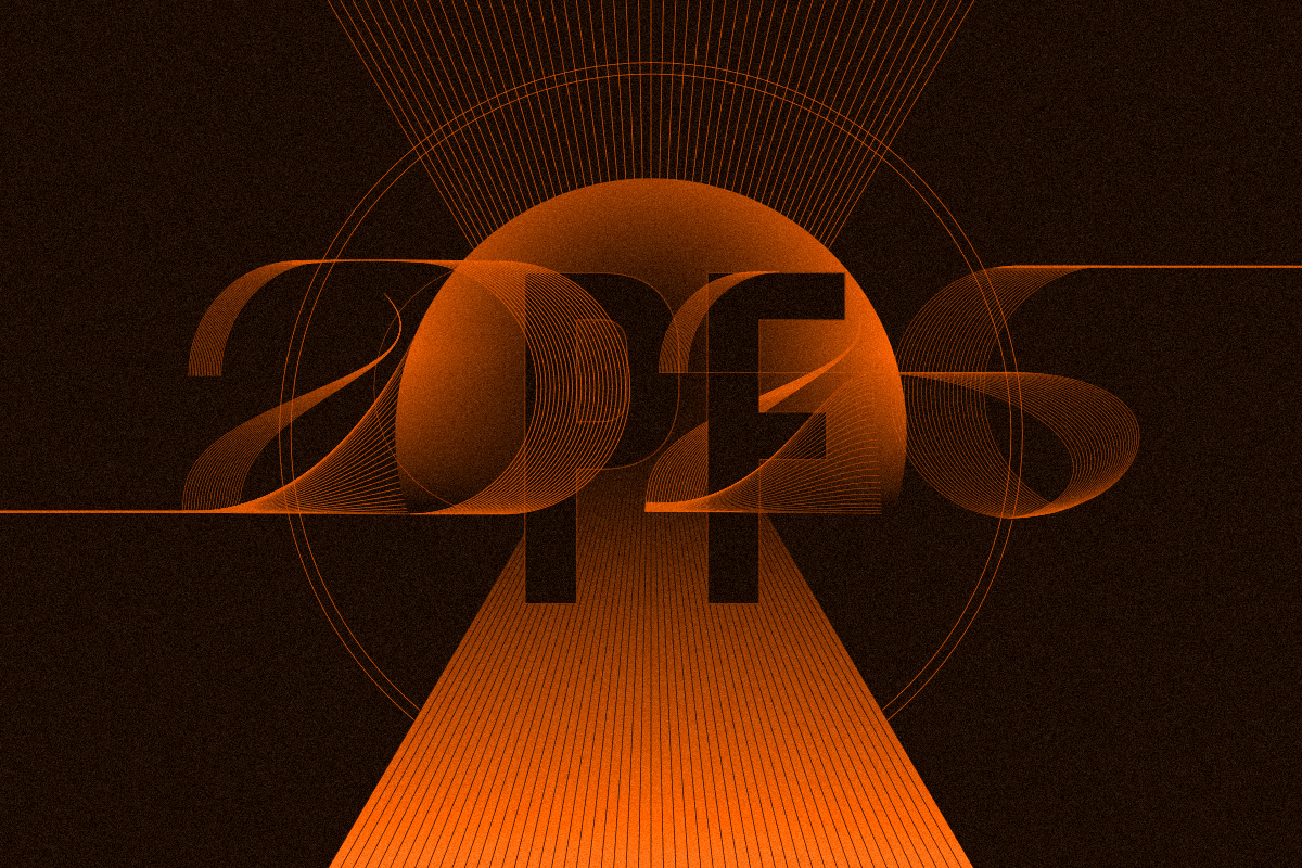 PF 2026 2026 illustration minimal orange orange and black pf2026 typography vector