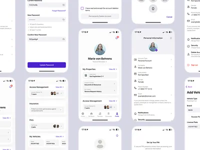 Comprehensive Profile Design for iOS ✦ Key Screens app design apple design card input ios minimal design native app profile proptech real estate tech settings tab bar