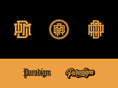 Paradigm PMD Logo concept for Branding, Clothing, Streetwear badge logo brand identity branding clothing design display font graphic design hand lettering handmade initial interlock lettering logo logo design logo type monogram sportwear typography