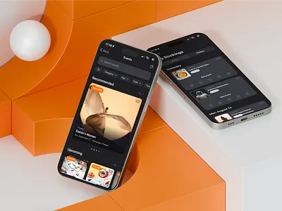 Events Discovery for iOS app design booking card dark mode event feed input ios minimal design review tags ticket